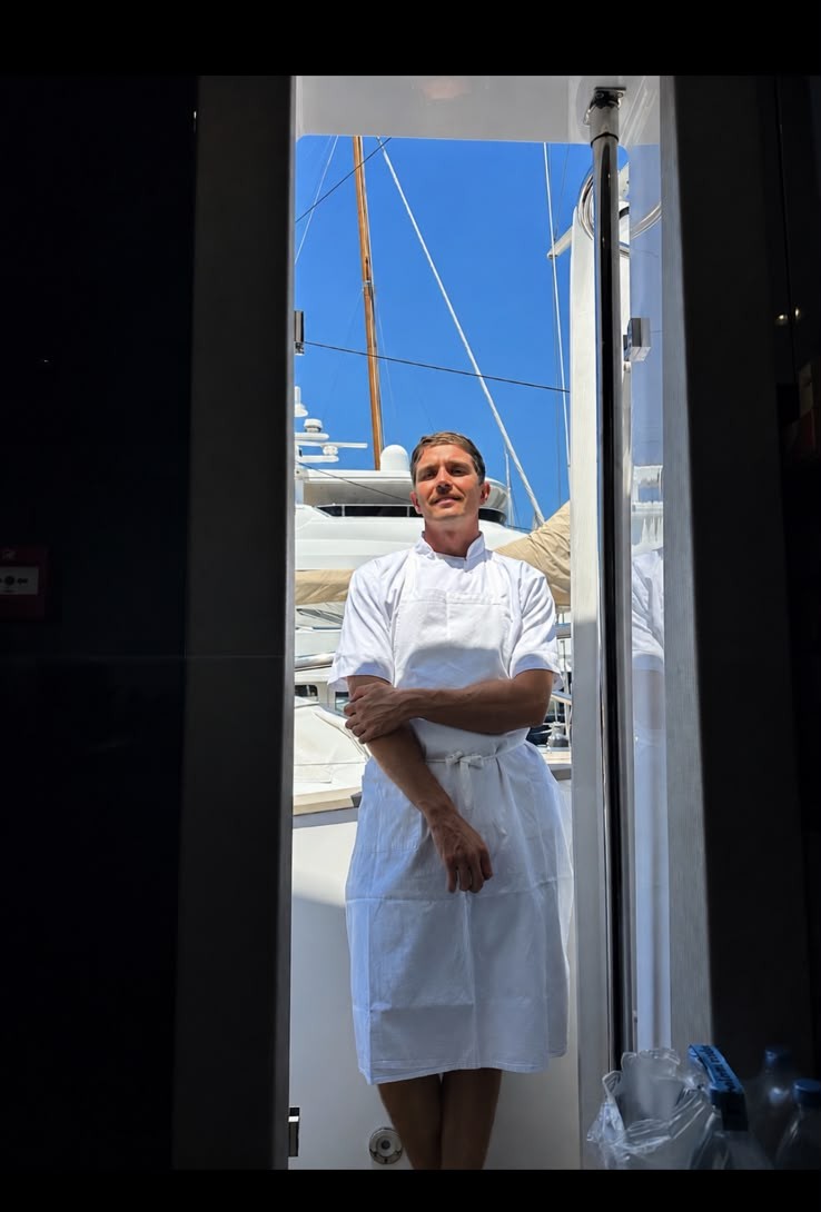 Private chef serving brunch on a yacht